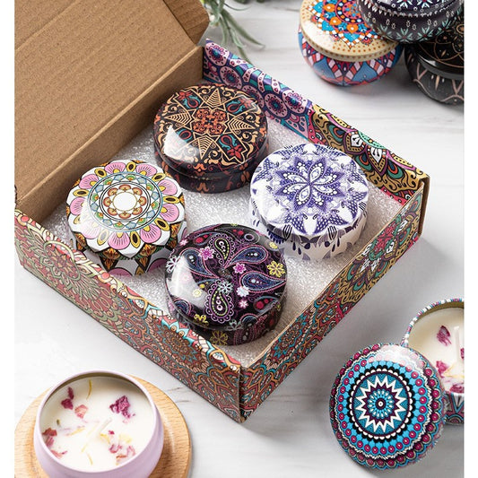 Small Scented Candle Set - 4 Soy Wax Candles, Travel Candle Set (Sandalwood)