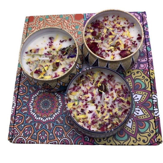 Small Scented Candle Set - 4 Soy Wax Candles, Travel Candle Set (Violet)