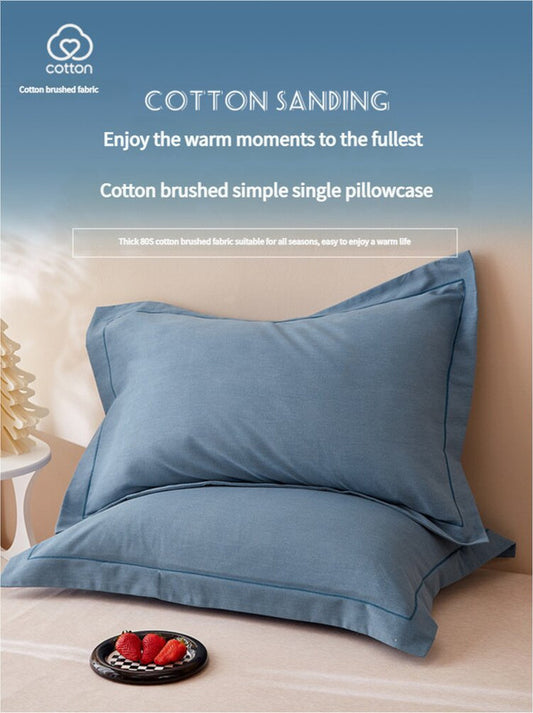 Orange Pure Cotton Flannel Pillowcase Set - Soft, Thickened, Solid Color (Pair, 48x74cm)