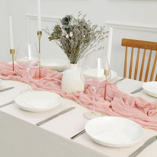 Pink Bohemian Gauze Table Runner 2-Pack - Polyester Fabric