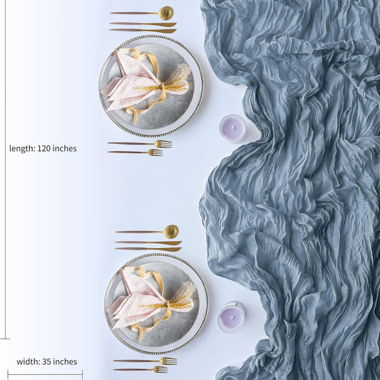 Blue Bohemian Gauze Table Runner 2-Pack - Polyester Fabric