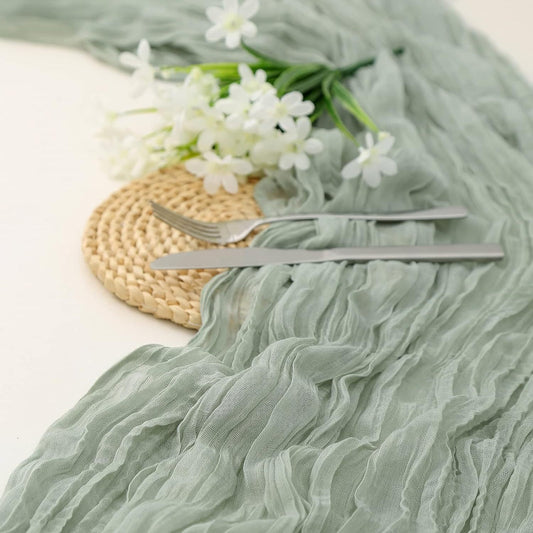 Light Green Bohemian Gauze Table Runner 2-Pack - Polyester Fabric