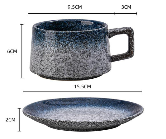 Vintage Ceramic Coffee Cup and Saucer Set - Elegant Afternoon Tea Set(Daisy Blue)