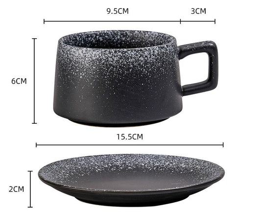 Vintage Ceramic Coffee Cup and Saucer Set - Elegant Afternoon Tea Set(Snow)