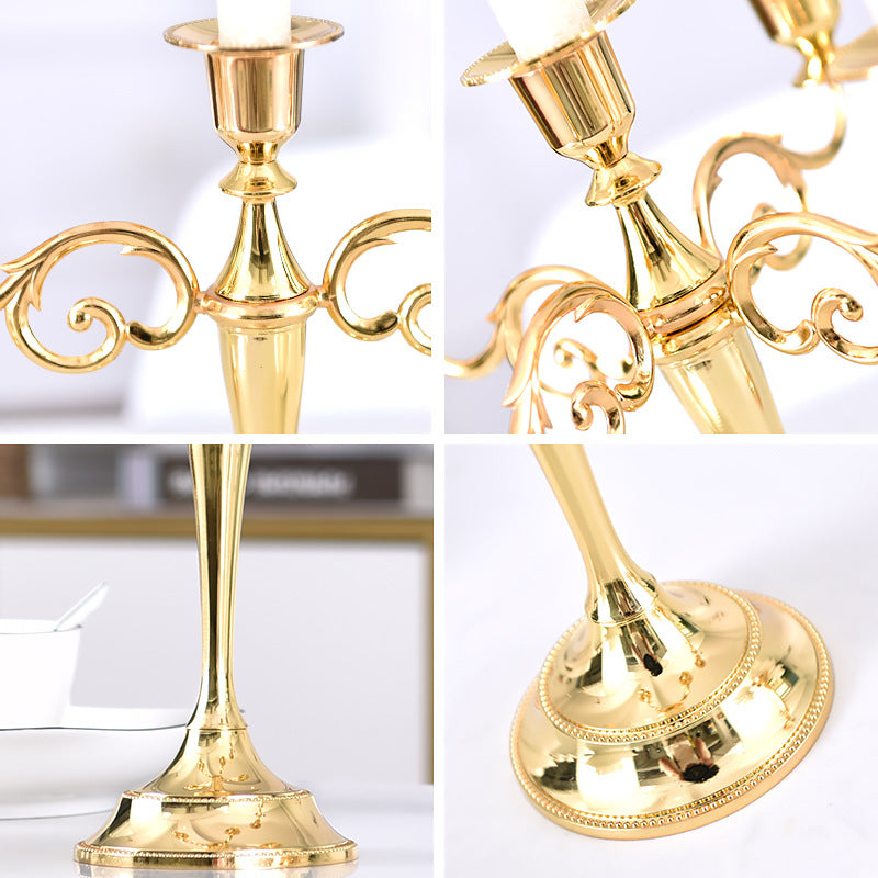 Gold Elegant Metal Candelabra 5 Arm Candle Holder -  Decorative Candelabra for Home, Weddings, Events