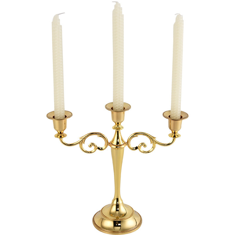 Gold Elegant Metal Candelabra 3 Arm Candle Holder -  Decorative Candelabra for Home, Weddings, Events