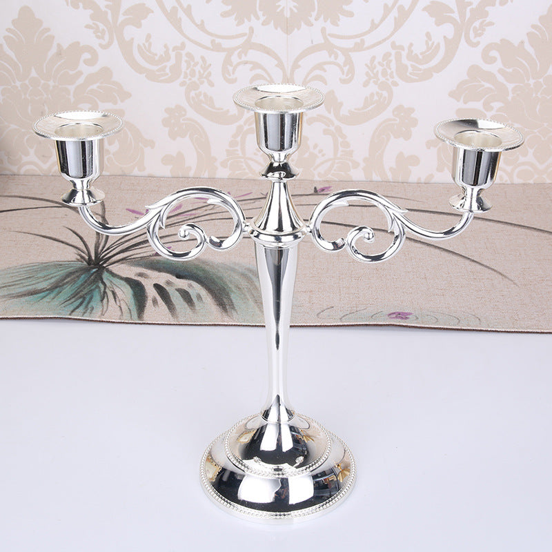 Silver Elegant Metal Candelabra 3 Arm Candle Holder -  Decorative Candelabra for Home, Weddings, Events