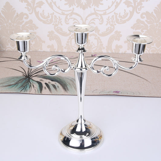 Silver Elegant Metal Candelabra 3 Arm Candle Holder -  Decorative Candelabra for Home, Weddings, Events