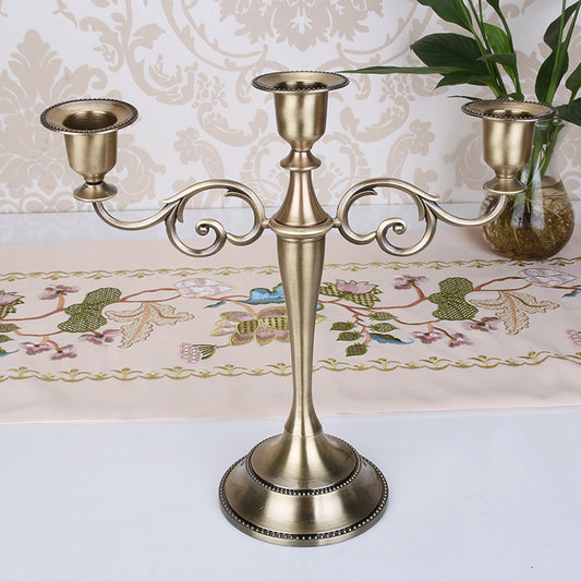 Copper Elegant Metal Candelabra 3 Arm Candle Holder -  Decorative Candelabra for Home, Weddings, Events