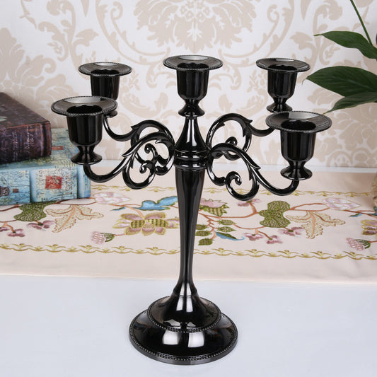 Black Elegant Metal Candelabra 5 Arm Candle Holder -  Decorative Candelabra for Home, Weddings, Events