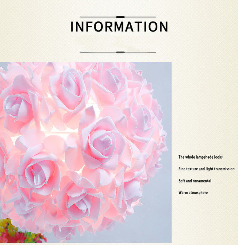 Pink Roses And Silver Base Romantic Red Rose Flower Table Lamp - Crystal Heart Accent Bedside Night Light