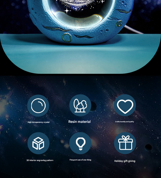 Celestial Ring LED Crystal Ball Lamp - 3D Engraving, Unique Gift (Walking in the Starry Sky)