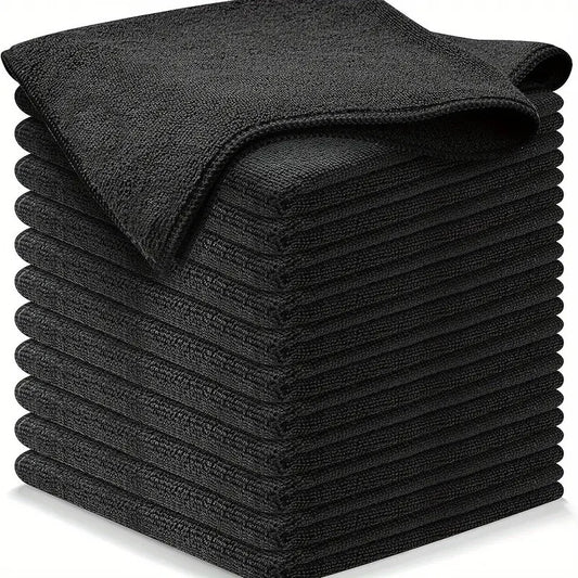 Black Premium All-Purpose Microfiber Cleaning Cloths (20-Pack) - Ultra Absorbent Grey Towels for Car, Kitchen & Home
