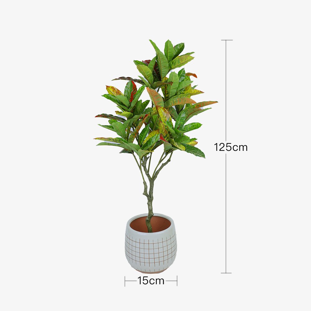 125cm Faux Artificial Potted Codiaeum Plant