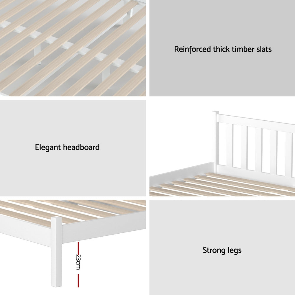Artiss Bed Frame Double Size Wooden White SOFIE