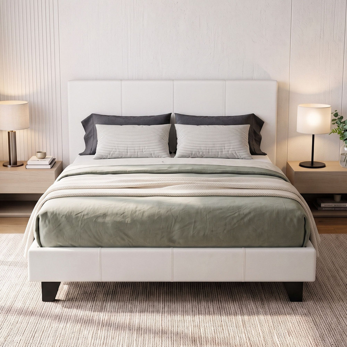 Artiss Bed Frame Queen Size White NEO