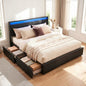 Artiss Bed Frame Queen Size LED with 4 Drawers Black DUNN