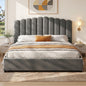 Artiss Bed Frame King Size Velvet Grey FION