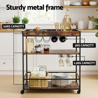 Artiss Kitchen Island Rolling Serving Cart