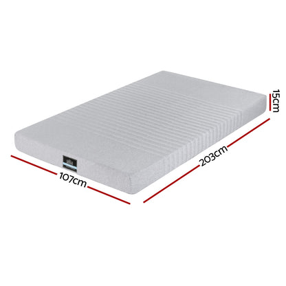 Giselle Bedding Cool Gel Memory Foam Mattress Charcoal 7-Zone Washable Bamboo Cover 15cm King Single