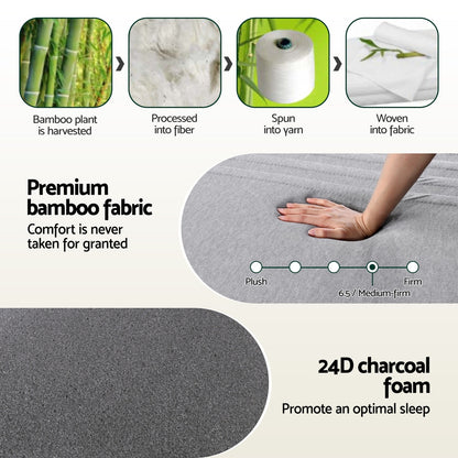 Giselle Bedding Cool Gel Memory Foam Mattress Charcoal 7-Zone Washable Bamboo Cover 15cm King Single