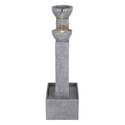 Gardeon Solar Fountain Water Feature Outdoor Fountain Indoor 3-Tier Cascading Grey