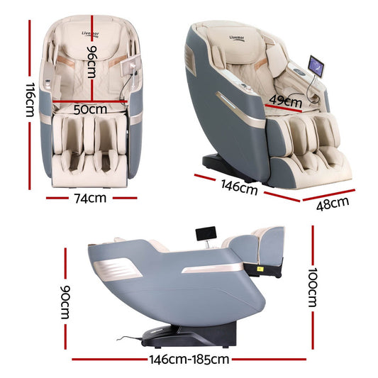 Livemor 4D Massage Chair Recliner SL Track Full Body Zero Gravity Massager Heated AI Body Scan SINA