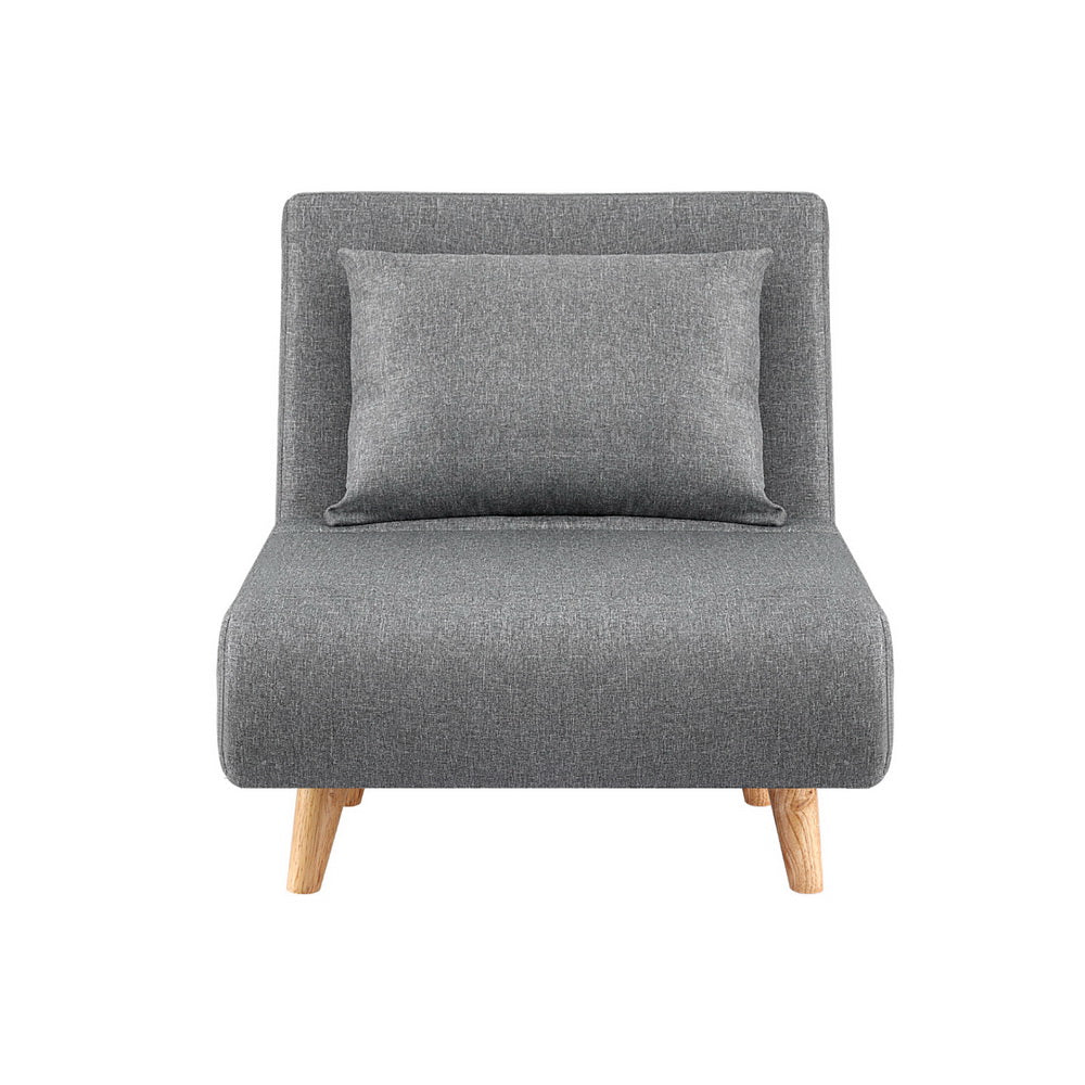 Artiss Sofa Bed Convertible Couch Recliner Lounge Chair Linen Grey