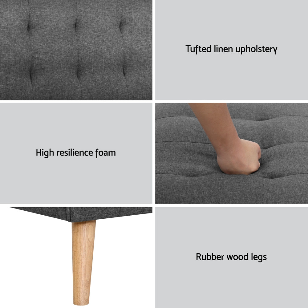 Artiss 2x Sofa Bed Couch Single Seater Fabric Grey