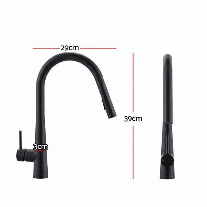 Kitchen Mixer Tap Pull Out Round 2 Mode Sink Basin Faucet Swivel WELS Black