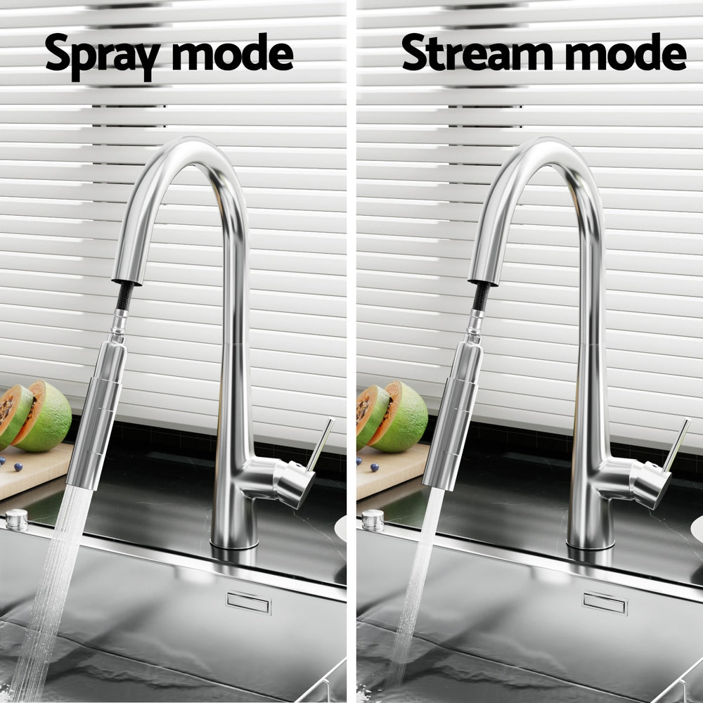 Kitchen Mixer Tap Pull Out Round 2 Mode Sink Basin Faucet Swivel WELS Chrome