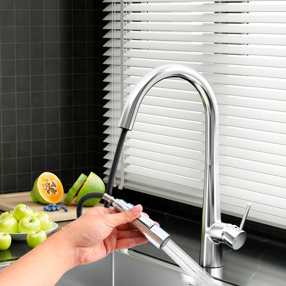 Kitchen Mixer Tap Pull Out Round 2 Mode Sink Basin Faucet Swivel WELS Chrome