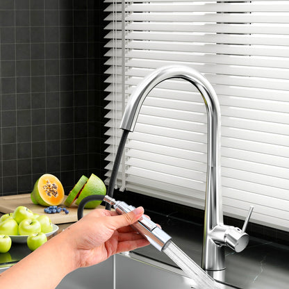Kitchen Mixer Tap Pull Out Round 2 Mode Sink Basin Faucet Swivel WELS Chrome
