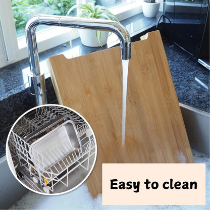 Chopping Board with 2 Organiser Stainless Steel Trays/Containers