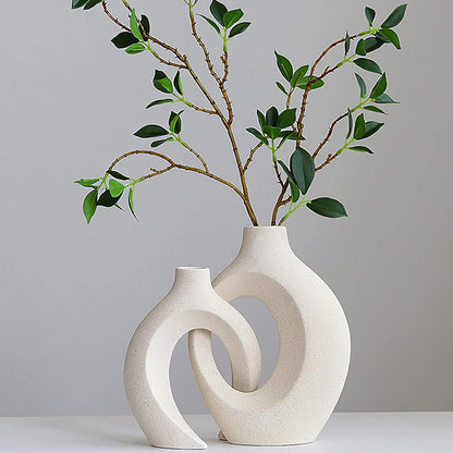 Ceramic Set of 2 White Vases
