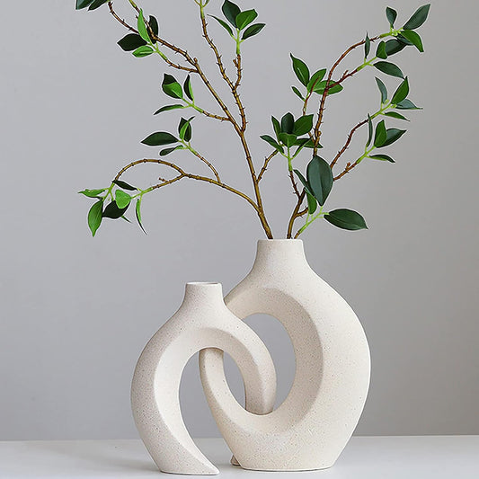 Ceramic Set of 2 White Vases