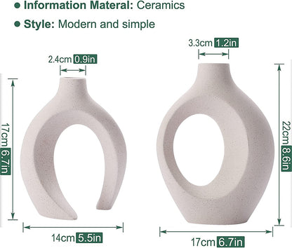 Ceramic Set of 2 White Vases