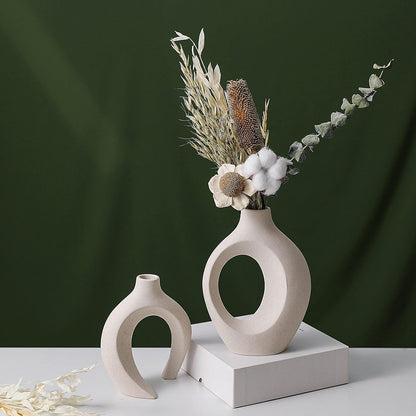 Ceramic Set of 2 White Vases
