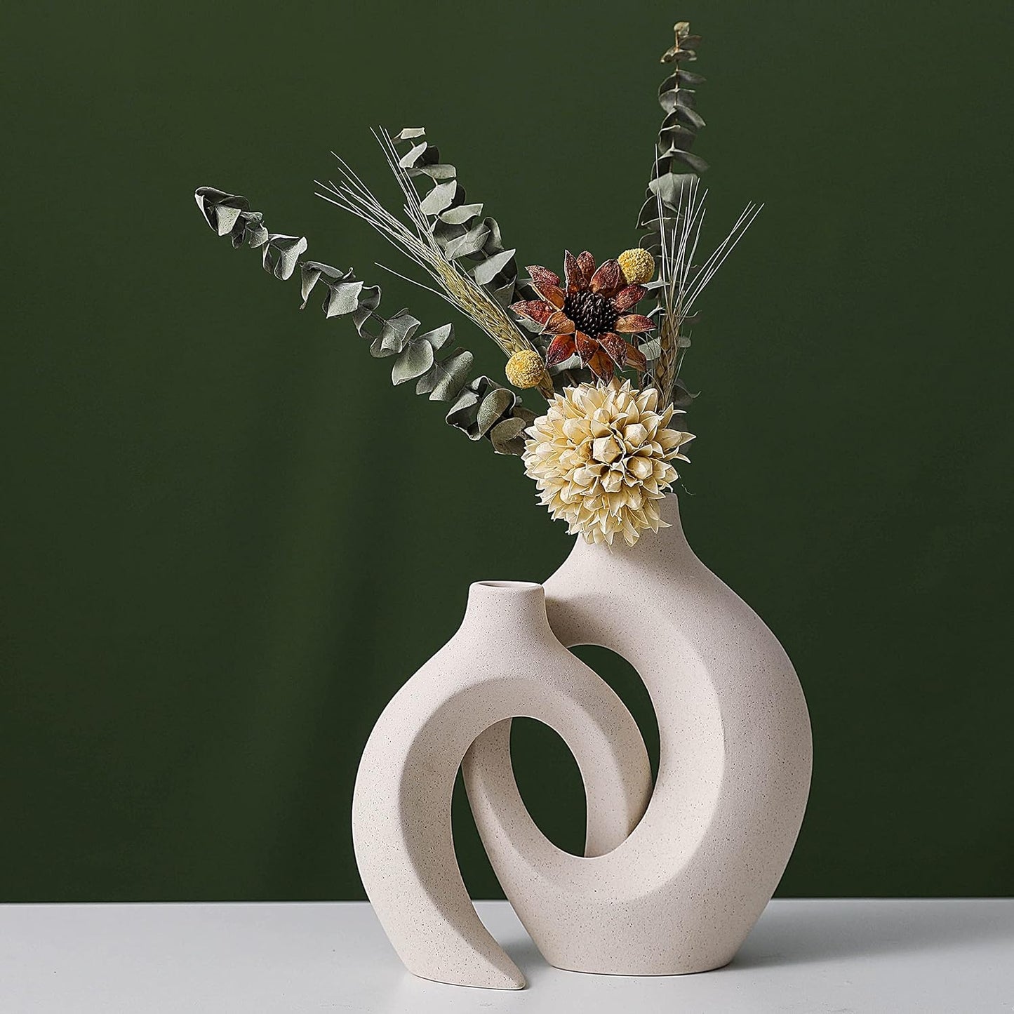 Ceramic Set of 2 White Vases