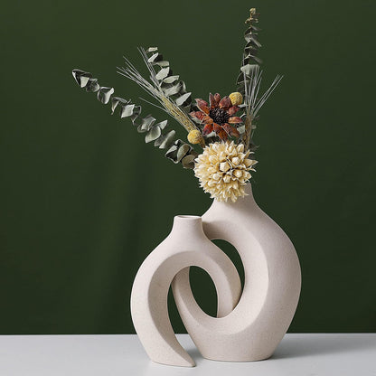 Ceramic Set of 2 White Vases
