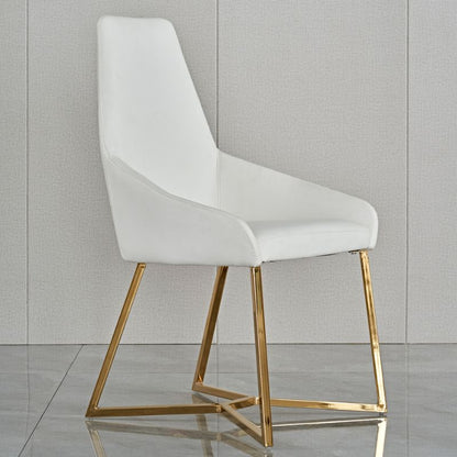 SET OF 4 Dining Chair White PVC Dining Chair Gold Criss Cross Legs