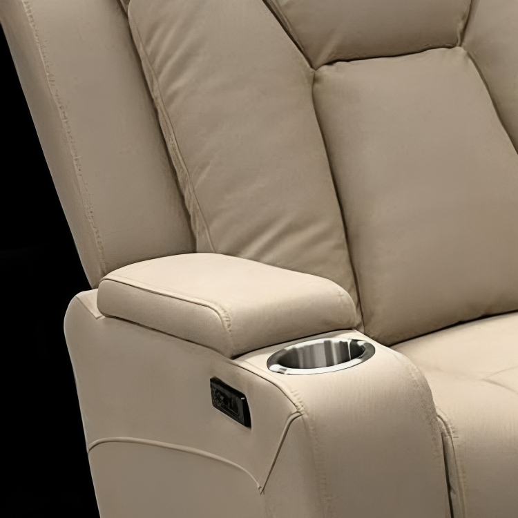 Theatre Electric Recliner Sofa Buckskin Fabric Single Latte