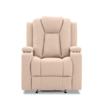 Theatre Electric Recliner Sofa Buckskin Fabric Single Latte