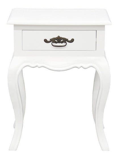 French Provincial 1 Drawer Lamp Table (White)