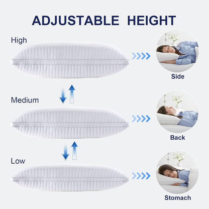 2xKing Quality Pillows Cotton Hotel Adjustable Home Pillows Down Alternative Pillows