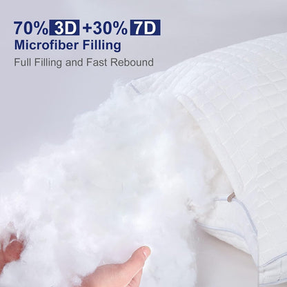 2xQueen Quality Pillows Cotton Hotel Adjustable Home Pillows Down Alternative Pillows