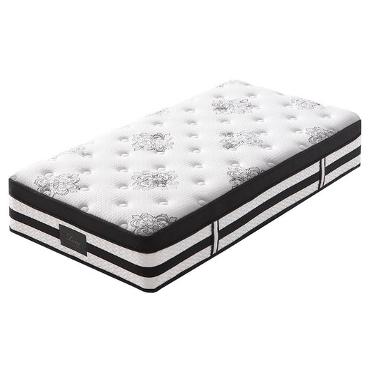 KINGSTON SLUMBER Luxury 34cm King Single Mattress, Medium Firm, Euro Top, 5-Zone Pocket Spring Foam