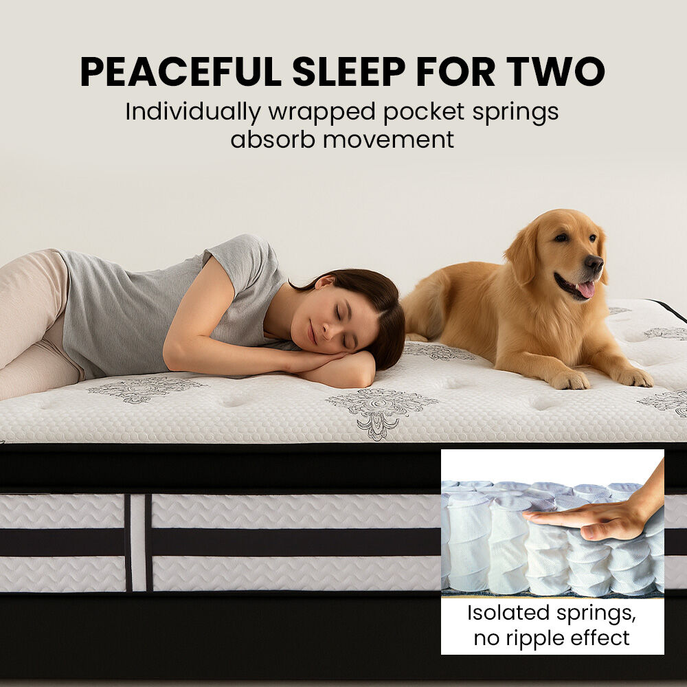 KINGSTON SLUMBER Luxury 34cm King Mattress, Medium Firm, Euro Top, 5-Zone Pocket Spring Foam