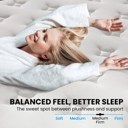 KINGSTON SLUMBER RelaxMax 31cm Single Mattress, Medium, Euro Top, 5-Zone, Pocket Spring, Knitted Fabric
