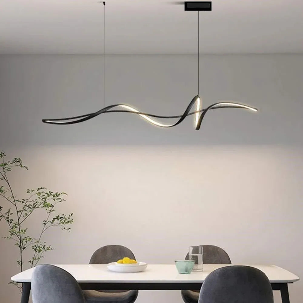 BAMDECOR A36 Modern LED Linear Chandeliers Pendant Lights with Dimmable LED and Adjustable Hanging Length 140cm -Black